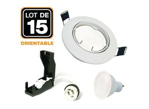 7061112380353 - Europalamp - 15 Spots led 5W Encastrable et orientable complet Blanc avec Ampoule GU10 Blanc froid