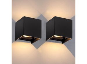 0726504036290 - Swanew - led Wandleuchte Wandleuchten IP65 Wohnzimmer Flurlampe Treppen Wandlampe Außen Deko 7W Schwarz Warmweiß 2 Stück - Schwarz