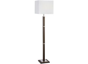 5013874395108 - Searchlight Lighting - Searchlight Waverley - 1 Licht Rechteck Stehlampe Satin Silber Braun Holz E27