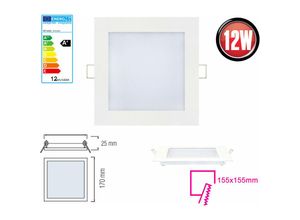 4251678443323 - - 10x 12W led Panel 170 x 170mm Einbaustrahler Spot Einbauleuchte Warmweiß 910 Lumen Deckenleuchte Eckig