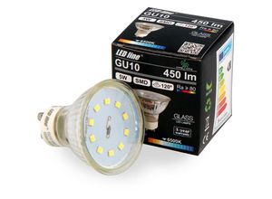 4251678449363 - LED Line 10x GU10 5W LED Leuchtmittel Kaltweiß 6500K 450 Lumen Spot Strahler Einbauleuchte Energiesparlampe Glühlampe