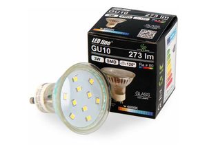 4251678449448 - Led Line - 10x GU10 3W led Leuchtmittel Neutralweiß 4000K 273 Lumen Spot Strahler Einbauleuchte Energiesparlampe Glühlampe