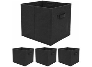 4057216044836 - - 4er Set Aufbewahrungsbox für Kallax Regal - 33x38x33 Stoff Box mit Griff - Black - schwarz