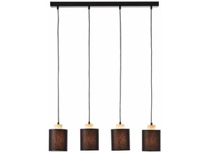 4004353391644 - Lampe Vonnie Pendelleuchte 4flg schwarz holzfarbend Metall Holz Textil 4x A60 E27 25WNormallampen (nicht enthalten) - schwarz - Brilliant