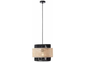 4004353396458 - Lampe Arles Pendelleuchte 35cm schwarzmatt rattan 1x A60 E27 40W Kabel kürzbar   in der Höhe einstellbar - schwarz - Brilliant