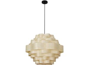 5056667055957 - Privatefloor - Holz-Deckenlampe - Pendelleuchte im Boho-Bali-Design - Aura Natural wood - Holzfurnier Metall - Natural wood