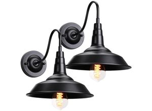 5704142145111 - Wottes - 2PCS Retro Industrie Wandleuchte E27 Metall Schlafzimmer Innen Wohnzimmer Kreative Schmiedeeisen Topfdeckel Wandlampe Schwarz - Schwarz