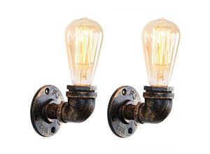 5704142177365 - Wottes - 2 pcs Industrie Wandlampe Retro Metall Schmiedeeisen Wasserrohr Wandleuchte Wohnzimmer Schlafzimmer Rost - Rost