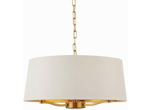 5016087894727 - Lighting - 3 Licht Deckenanhänger Satin gebürstet Gold Vintage White Silk Effekt E14 - Endon