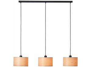 4004353394812 - Lampe Romm Pendelleuchte 3flg holz hell schwarz 3x A60 E27 52W Kabel kürzbar   in der Höhe einstellbar - schwarz - Brilliant