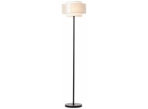 4004353394690 - Lampe Odar Standleuchte 1flg schwarz beige 1x A60 E27 42W Mit Fußschalter - braun - Brilliant