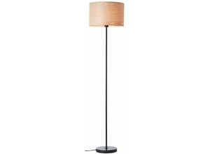 4004353394799 - Lampe Romm Standleuchte 1flg holz hell schwarz 1x A60 E27 52W Mit Fußschalter - schwarz - Brilliant