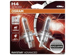 4052899613751 - Halogenlampe H4 Raystar Advanced +150% 12V 60 55W Beleuchtung - Osram