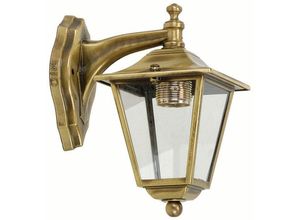 4251334844099 - Licht-erlebnisse - Außenleuchte Wand Garten Hof IP43 E27 Messing massiv Rustikal Wandlampe außen - Messing Antik