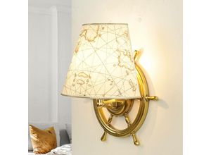 4251334839651 - Licht-erlebnisse - Wandlampe Messing massiv Maritim dekorativ - Messing poliert Creme