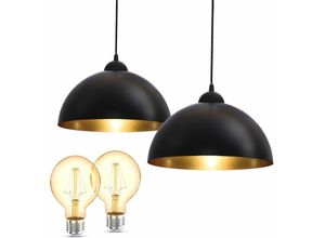 4057722010516 - Bklicht - Design Pendelleuchte schwarz-gold Hänge-Leuchte Küche inkl E27 Leuchtmittel