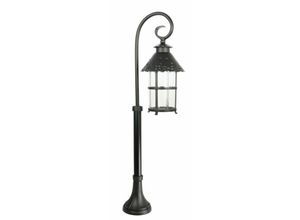 4251756345587 - Stehlampe außen 86 cm E27 IP23 Schwarz Hof Haus Glas Metall Rustikal Stehleuchte - Schwarz