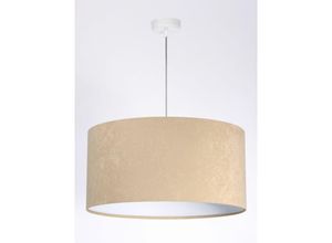 4251756301279 - Licht-erlebnisse - Pendelleuchte E27 ø 50 cm Creme Weiß Stoff Retro Hängeleuchte Esszimmer - Weiß Beige