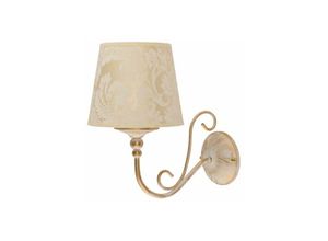 4251756308674 - Licht-erlebnisse - Wandlampe Stoff Schirm Shabby Weiß Gold Schlafzimmer Wohnzimmer - Shabby Gold Ecru glänzend