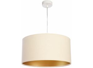 4251334898344 - Licht-erlebnisse - Pendelleuchte Stoff Schirm Velours Optik Ø40cm in Creme Gold Esszimmer Wohnzimmer Hängelmape - Weiß Creme Gold