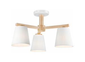 4251334896272 - Licht-erlebnisse - Wohnliche Deckenlampe Stoff Holz Skandinavisch E27 Wohnzimmer Esszimmer - Holz Weiß