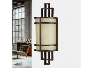 4251334874317 - Licht-erlebnisse - Wandleuchte Glas Metall japanischer Stil in Bronze Creme Wohnzimmer - Bronze antik Creme