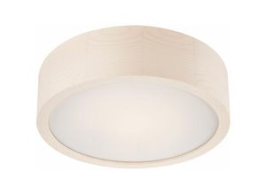 4251334890027 - Licht-erlebnisse - Deckenlampe rund 27 cm Holz hell Glas E27 blendarm Wohnzimmer Flur - Holz geweißt