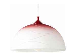 4251334890331 - Licht-erlebnisse - Rote Hängelampe Retro Design Glas Schirm Ø30cm - Rot Weiß