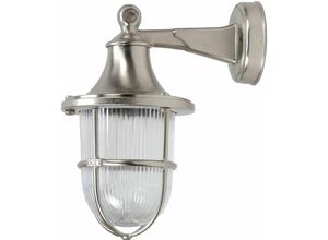 4251334845737 - Licht-erlebnisse - Wandlampe Echt-Messing IP64 Außen wetterfest in Nickel - Nickel matt Klar Transparent