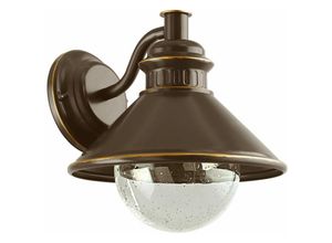 4251334722397 - Licht-erlebnisse - Außenwandleuchte Braun IP44 E27 Glas Metall Maritim Außenwandlampe Haus Garten - Braun Klar