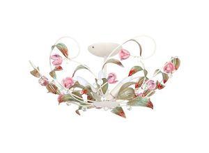 4251334609322 - Licht-erlebnisse - Florale Deckenleuchte rose Ø64cm 5-flmg - Weiß Rosa Grün