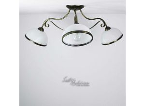 5907565939187 - Licht-erlebnisse - Deckenleuchte antica Ø70cm 3-flmg Wohnzimmer - Messing Patina Weiß