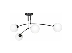 4251756393557 - Licht-erlebnisse - Deckenleuchte E14 Weiß Schwarz Glas Metall Deckenlampe - Schwarz Weiß