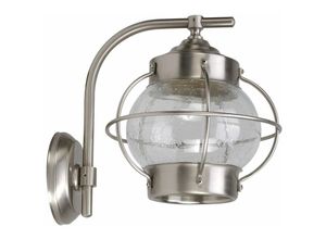 Image of Außenwandlampe IP23 E27 Glas Echt-Messing Maritim Wandleuchte außen Haus - Nickel matt, Klar/Transparent