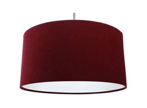 4251334898276 - Licht-erlebnisse - Pendelleuchte Rot Stoff Velours Optik rund 40 cm Wohnzimmer Schlafzimmer - Weiß Bordeaux Rot