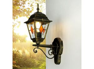 4251254261174 - Licht-erlebnisse - Tiffany Stil Lampe außen in Gold Antik E27 salzburg - Gold Antik Orange