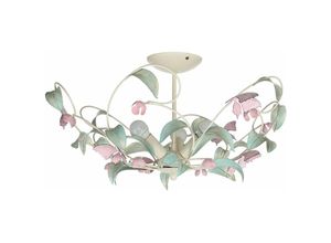 5907565962871 - Licht-erlebnisse - Florale Deckenleuchte summer Ø64cm 3-flmg - Weiß Rosa Grün 5907565962871 - Licht-erlebnisse - Florale Deckenleuchte summer Ø64cm 3-flmg - Weiß Rosa Grün