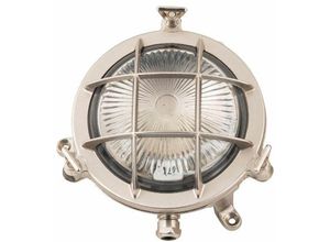 4251334846406 - Licht-erlebnisse - Außenlampe Messing Maritim Bullauge IP44 in Nickel 14 cm breit klein - Nickel matt Klar Transparent