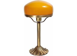 4251334785958 - Licht-erlebnisse - Echte Messing Tischleuchte Orange Glas Schirm Pilzlampe - Bronze hell glänzend Orange