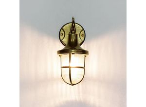 4251334678113 - Licht-erlebnisse - Messinglampe Wandleuchte santorin für Außen Haus Hof - Messing