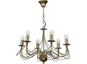 4251334859406 - Licht-erlebnisse - Kronleuchter Rustikal in Gold antik 6-armig Ø63cm Esszimmer Wohnzimmer - Gold antik