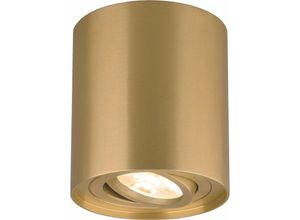 4252021311078 - - Deckenleuchte gama-ss Aufbaustrahler Lampe Aufputz Leuchte 96x96mm Strahler Schwenkbar 45° Rund Gold aus Aluminium mit GU10 Fassung