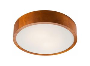 4251334890065 - Licht-erlebnisse - Runde Deckenlampe Holz Glas Ø37cm blendarm wohnlich Wohnzimmer - Holz rustikal