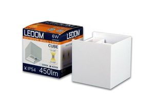 4252021317537 - Led Line - ledom Außenwandleuchte cube led 2x3W (6W) 4000K Neutralweiß 450lm IP54 Wasserdicht Strahler Up Down Würfel Lampe für Außen & Innen Weiß