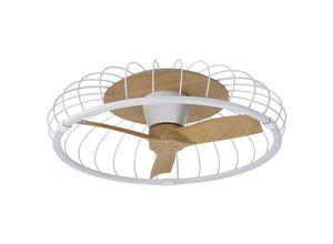 8435153278099 - Inspired Lighting - Mantra Nature Dimmbare LED-Deckenleuchte und 30-W-DC-Wendeventilator Weiß Holz-Fernbedienung und APP-Steuerung