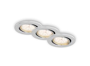 4002707331674 - Brilo - led Einbauleuchte ner leuchten fit dim 5 w 400 lm IP23 aluminiumfarbig Metall inkl 3x GU10 Dimmbar 3er Set ø 86 cm