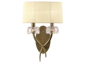 5055498610779 - Inspired Lighting - Inspired Mantra - Loewe - Wandleuchte Switched 2 Light E14 Antik Messing mit Cremeschatten