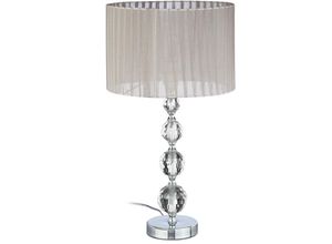 4052025228491 - Nachttischlampe Kristall Tischleuchte Kugel Tischlampe grau Schirm hbt 53 x 295 x 295 cm klar silber - Relaxdays