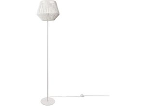 4251393981674 - Paco Home led Stehlampe Modern Wohnzimmer Schlafzimmer Rattan Optik Boho Korb Stehleuchte E27 Einbeinig Weiß Weiß (Ø33 cm)