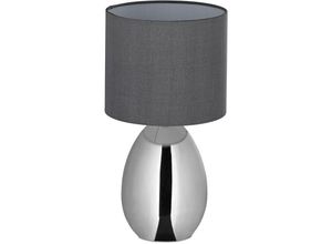 4052025389017 - Nachttischlampe mit Touch moderne Tischleuchte E14 Tischlampe mit Stoffschirm HxD 345 x 18cm silber grau - Relaxdays